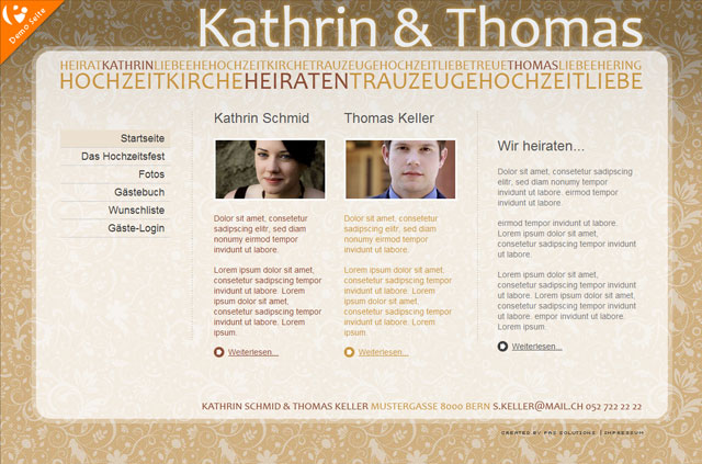 Homepage Hochzeit Beispiele
